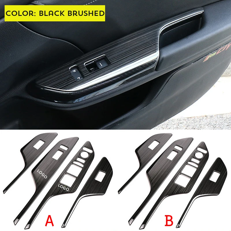 4 pcs/lot Carbon Fiber Style Car Interior Armrest Window Lift Switch Button Cover Trim Bezel For Honda Civic 2016 2017 left