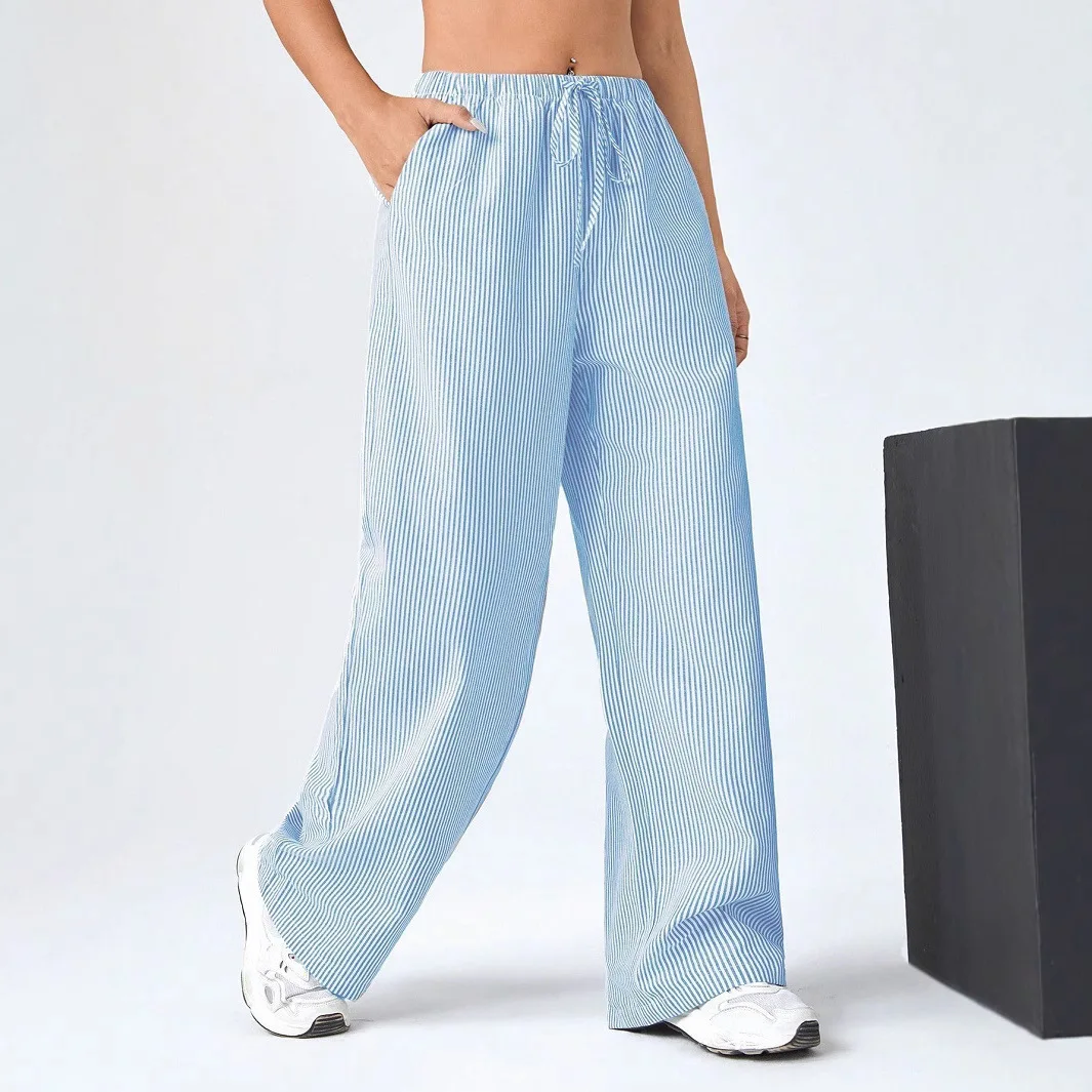 Casual Streifen Hosen frauen Faion Niedrige Taille Gerade Bein Hosen Herbst Neue Sle Abnehmen Wirkung Vaion ular Sle