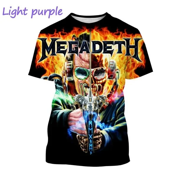 Heavy Metal Rock Band Megadeth 3D printed T-shirts Summer Men/Women Wild Style Hip Hop Short Sleeve Tee Top Oversized Streetwear