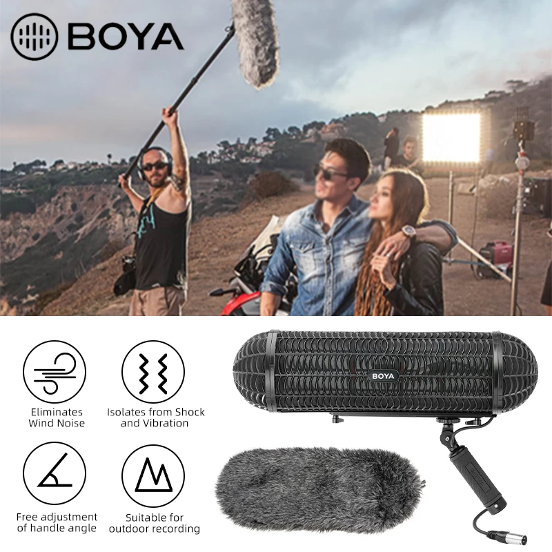 BOYA BY-WS1000 Microphones Blimp Windshield Suspension System for Shot gun Mic for Canon Nikon Sony DSLR Camcorder Recorder