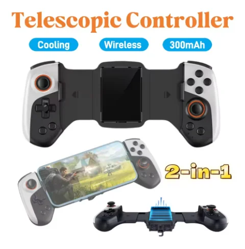 JK02 2 in 1 Telescopic Gamepad Controller Semiconductor Radiator Game Cooler Handle For IOS/Switch/Android Mobile Phone Gaming