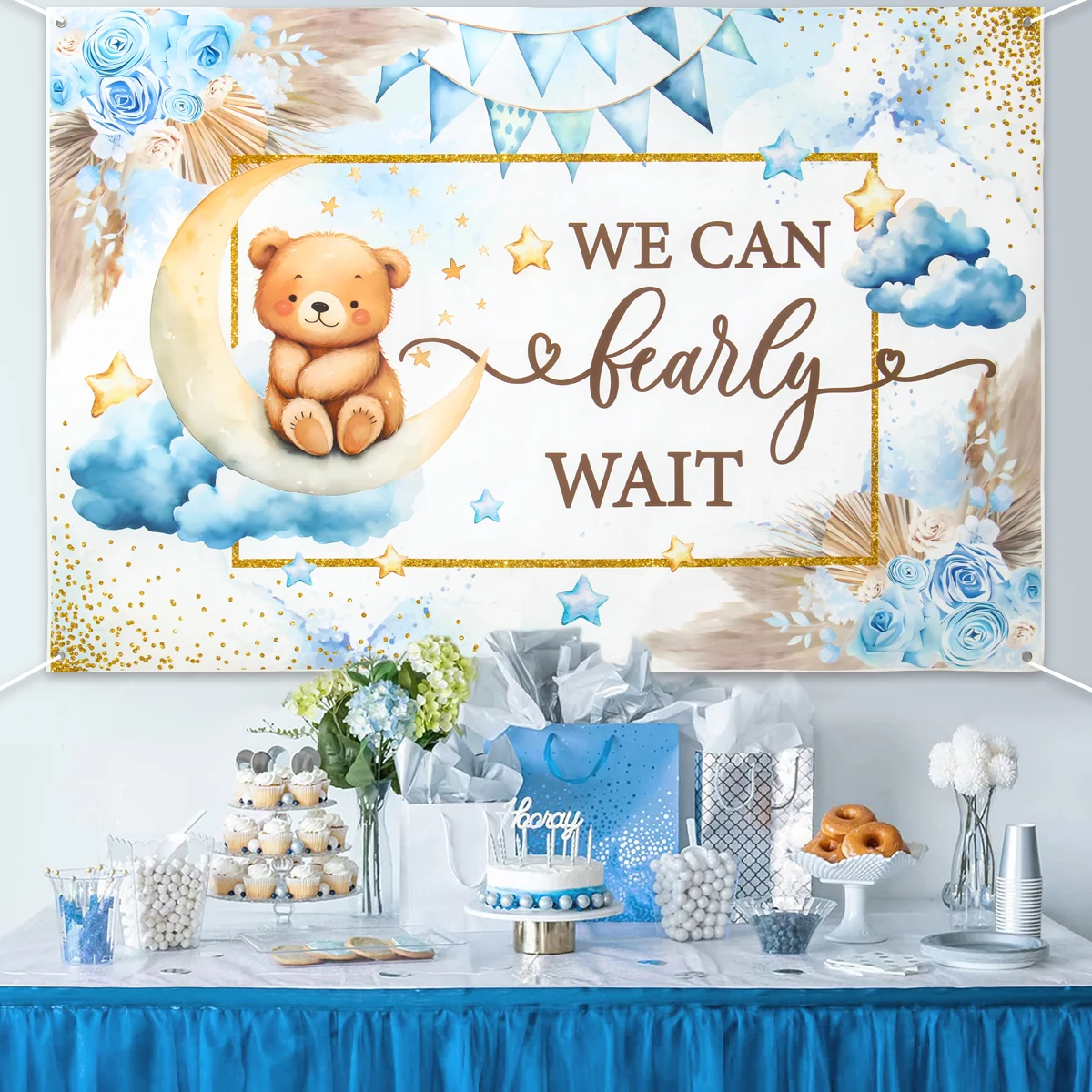 

Gender Reveal Newborn Photography Backdrop Boy Or Girl Baby Shower Party Poster Blue Or Pink Bear Balloon Photo Background 2024