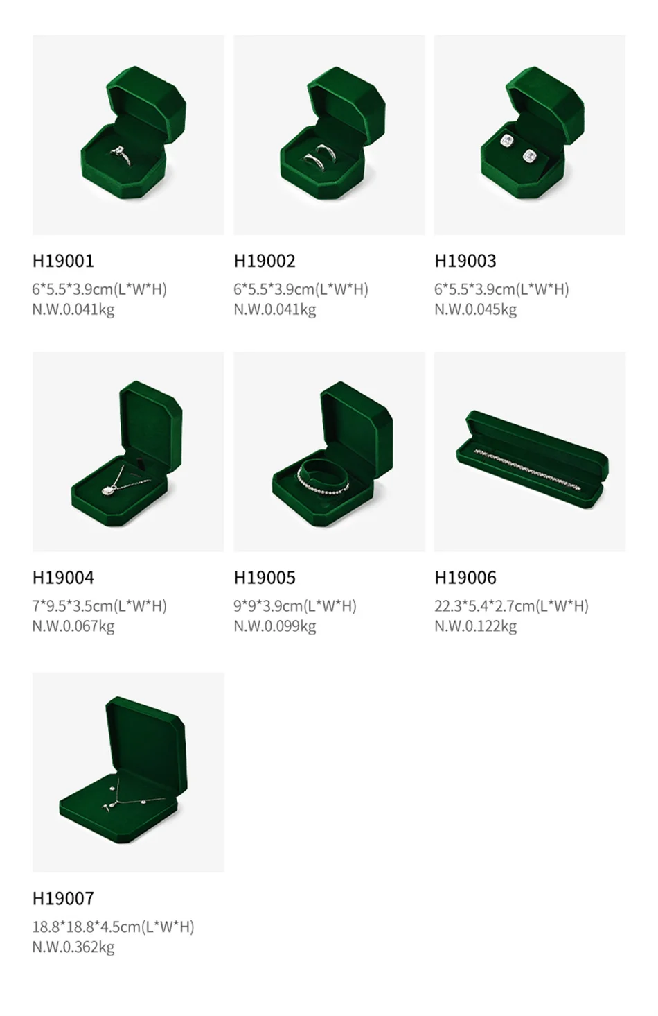 Oirlv Samt-Ringbox, Edelstein-Grün, Schmuckbox-Set, Hochwertige Verpackungsbox für Ringe, Ohrringe, Halsketten, Armbänder, Anpassbar – Detail 11