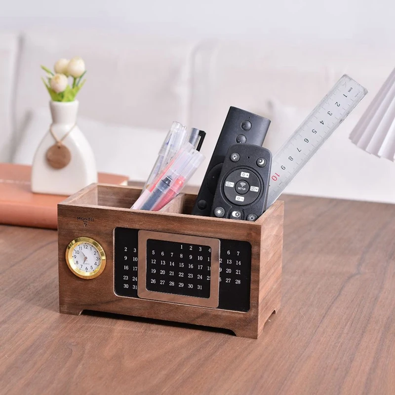 

Pencil Holder Wooden Pencil Holder With Calendar Desk Organizer Wood Pen Holder For Desk Office Storage Study Room School