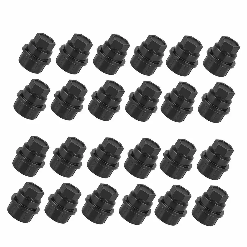 Car Wheel Lug Nut Covers Caps 15646250 24Pcs Black/Chrome For GMC Chevrolet Chevy C1500 C2500 C3500 K1500 K2500 K3500