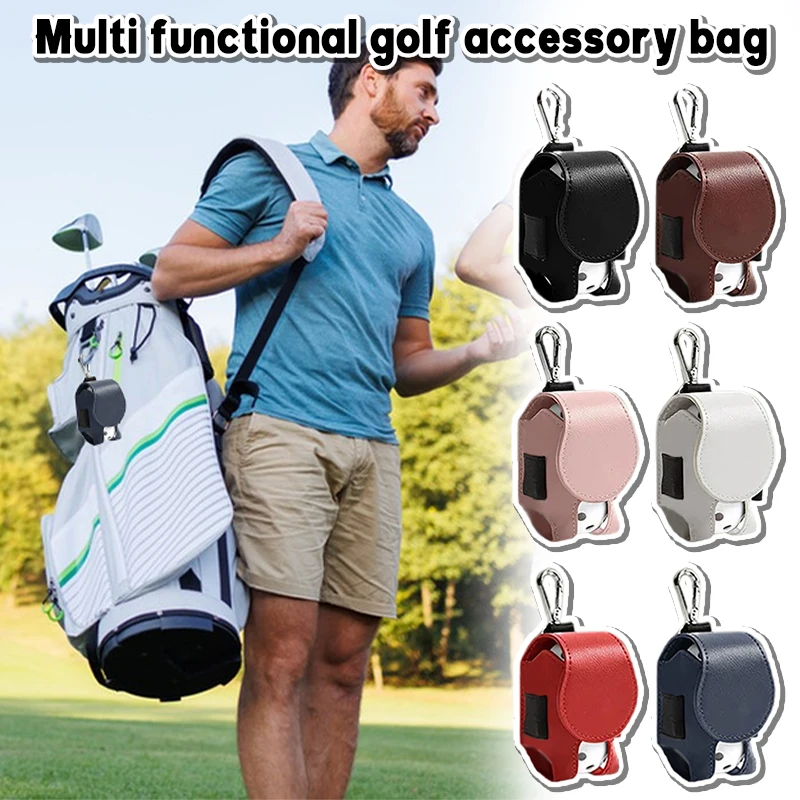 Portable Mini Golf Bag Leather Golf Ball Storage Pouch Golf Waist Holder Bag Golf Ball Container Waist Storage Bag Small Purse