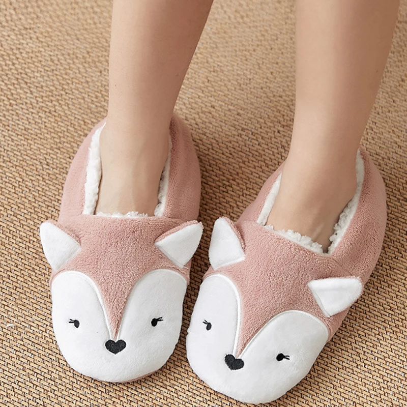 

Fuzzy Slipper Socks Winter Cute Kawaii Plush Non slip Grip Womens Floor Sock cuddly Thick Soft Female Fox Shoes Home Indoor 2024