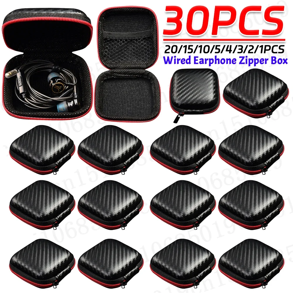 25-1PCS Earphone Storage Bag Data Cable Headset Box Portable Travel Earphones Storage Case Earphone Zipper Bag Accessories