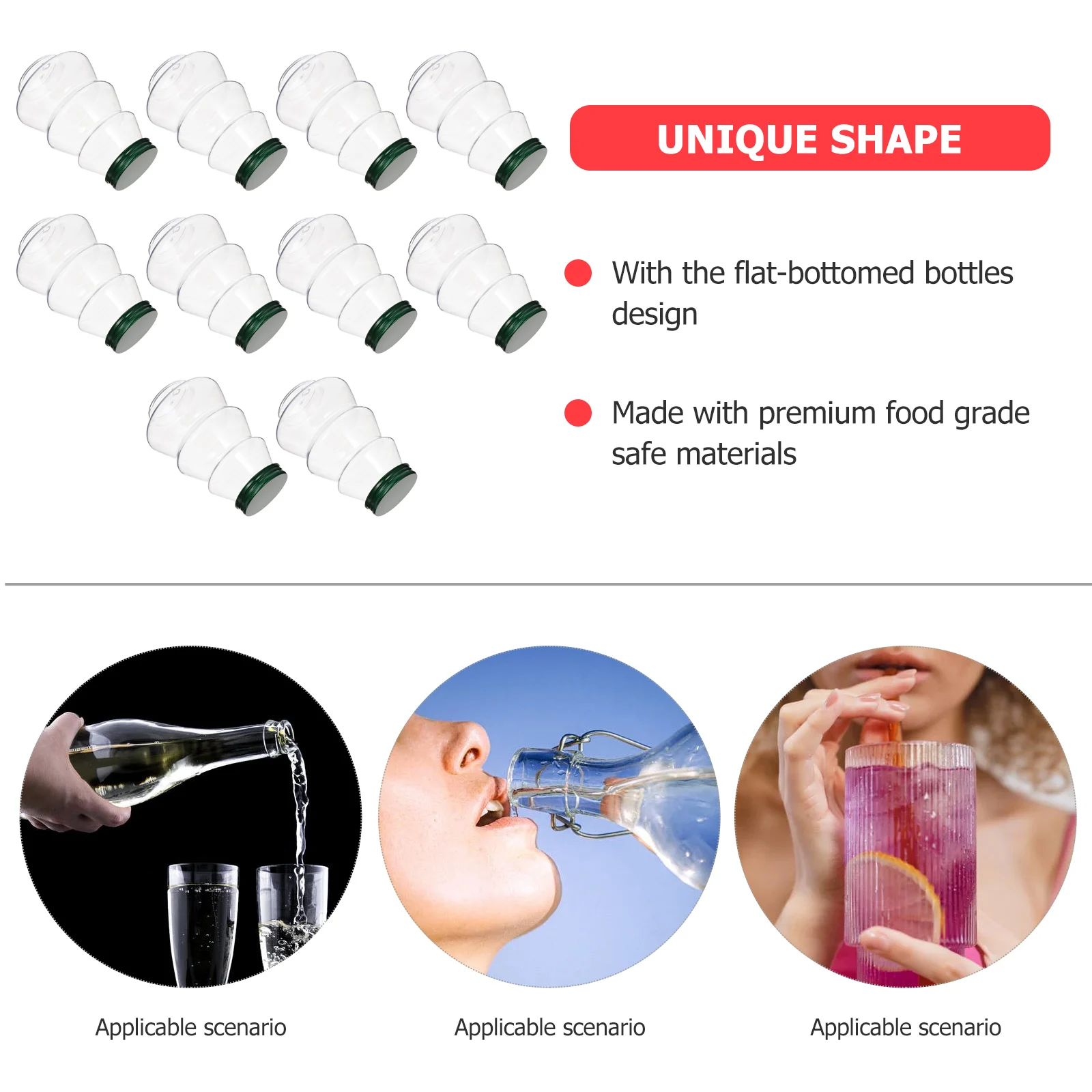

10 Pcs Christmas Beverage Bottles Sealed Milk Tea Plastic The Pet Take-out Juice Child