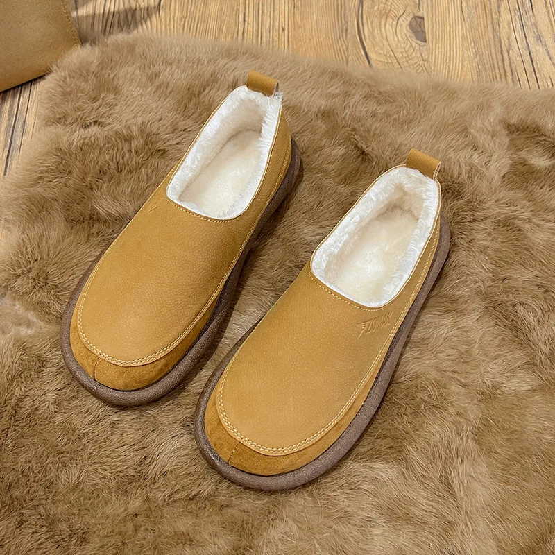 

Winter Women's Shoes Plush Warm Cotton Shoes Outdoor Non Slip Flats Suede Casual Shoes for Women Designer Loafers Zapatos Mujer