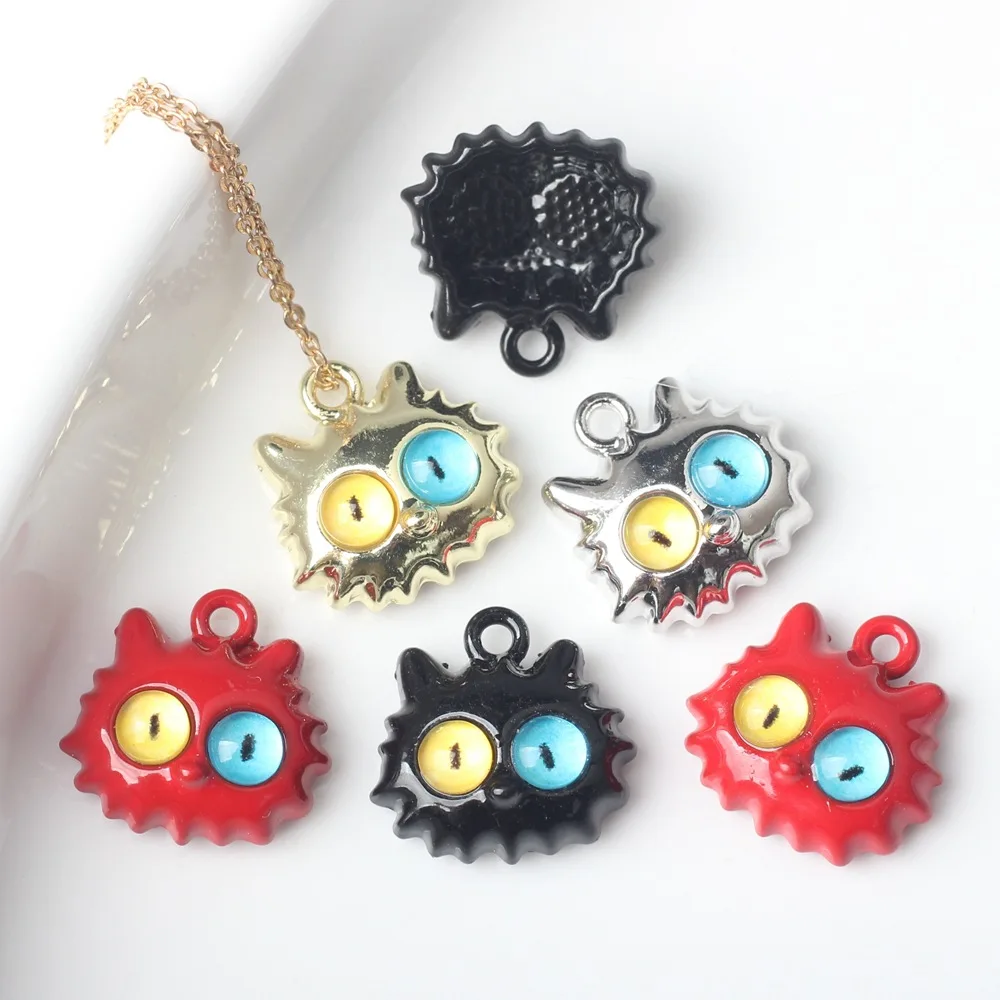 

Cute Enamel Alloy Animal Owl Head Shape Oil Drop Jewelry Charms Ornament Accessories Necklace Alloy Pendants 30pcs 15*15mm