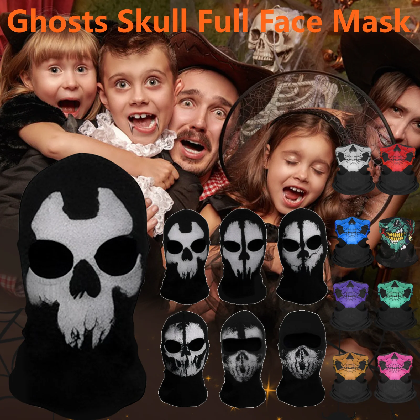 

Балаклава, маска для лица, маска со скелетом, призраком и черепом, дышащая, ветрозащитная, УФ-солнце, пылезащитная, полу/полная маска для лета, весна