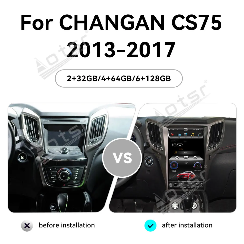 13.6'' Android 13 For Changan CS75 13-17 Car Screen Navigation Apple Carplay Car Radio TV DSP GPS Radio Stereo BT Host 6G+128GB