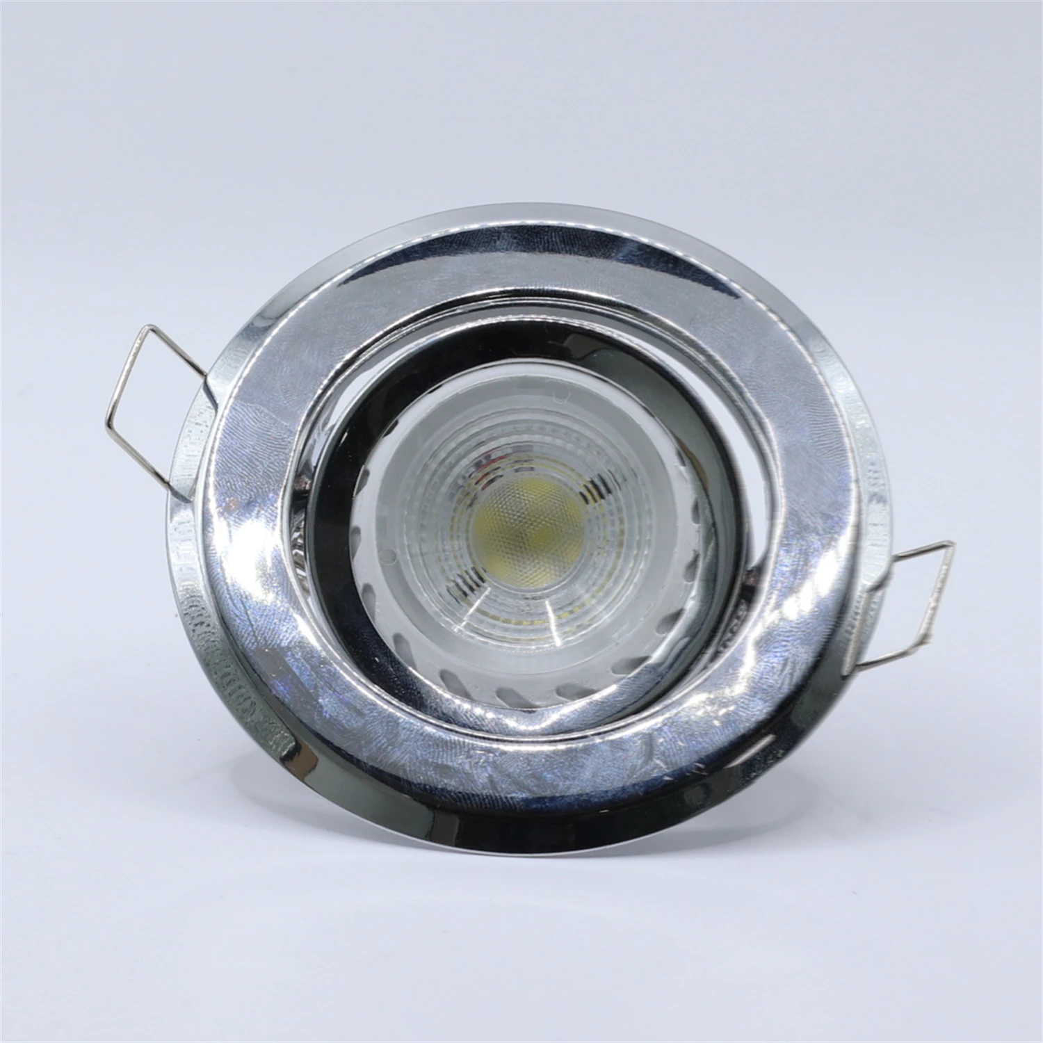 Chrome Interior Iron Metal GU10 MR16 Round Cut Hole 62mm Fixture Frame Down Light Lamp