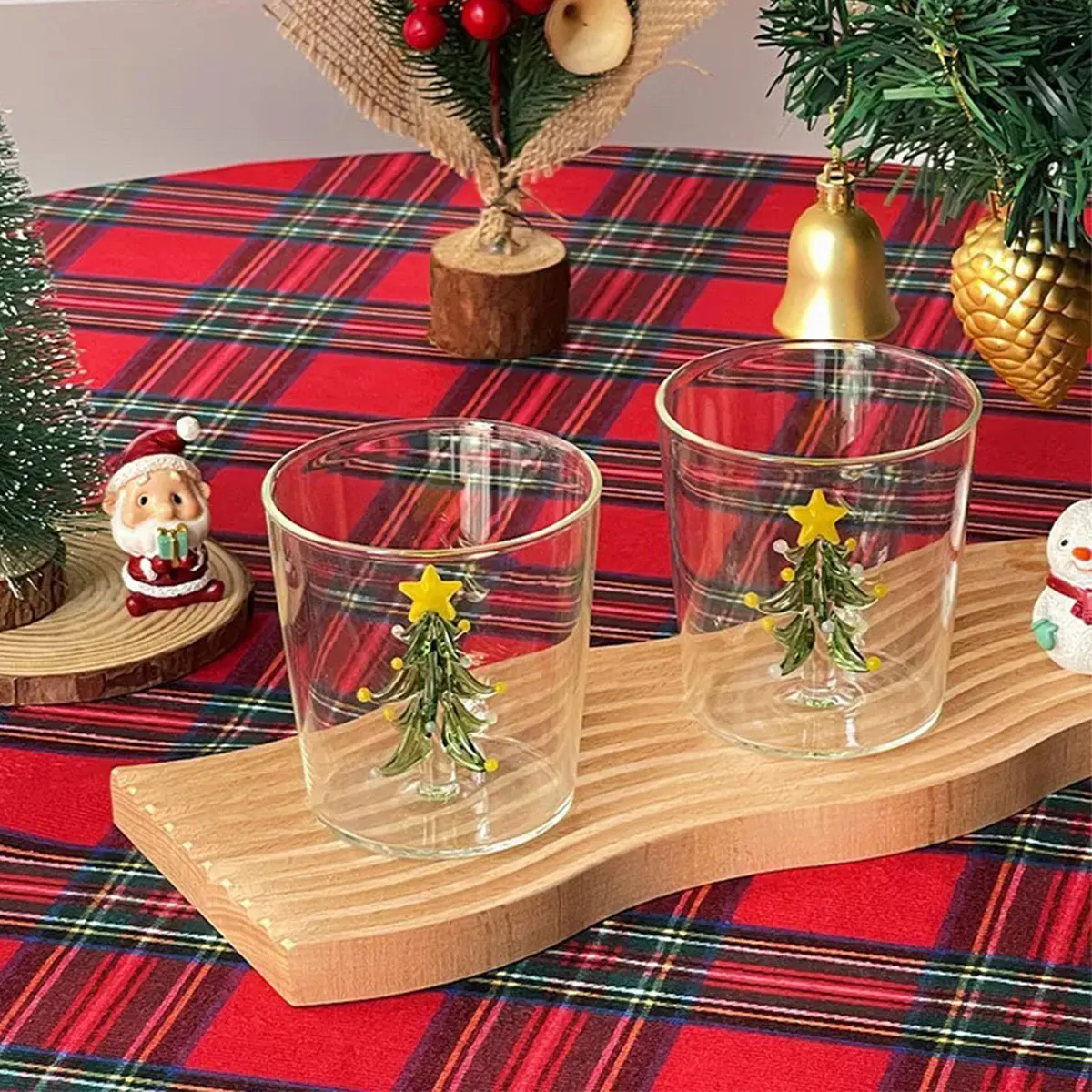 Christmas Tree Cup, Handmade Three-Dimensional Christmas Tree Shaped Glass Cup, Creative Gift Water Cup, Christmas Gift for Friends, 1Pcs 300ml