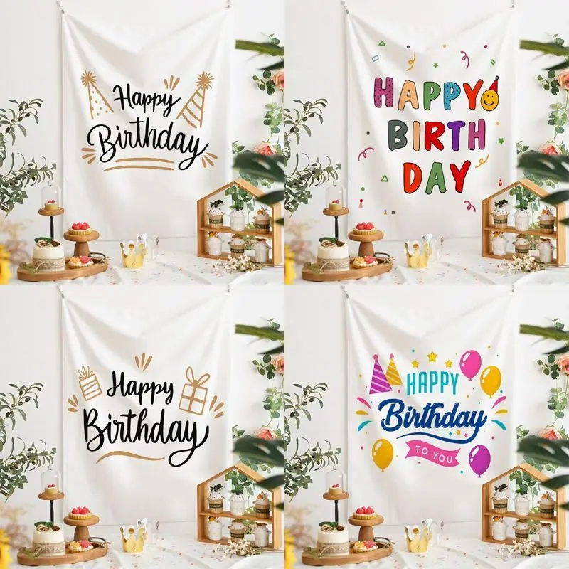 VIKAMA Birthday Party Backdrop Wall Hanging, Cute Balloon Gift Print for Photo Props, Festive Party Wall Decor for Home