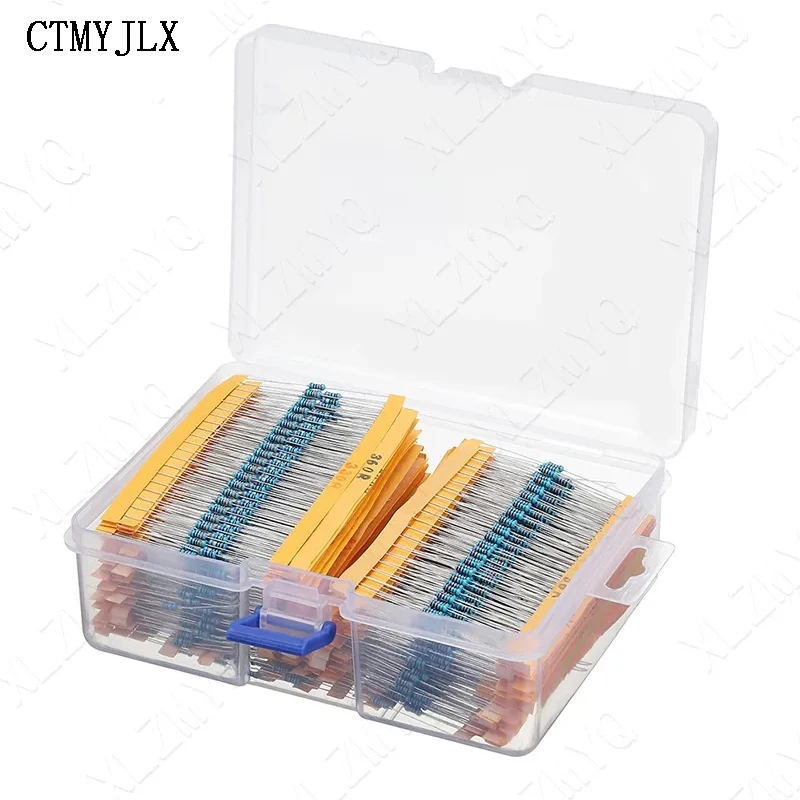 2600pcs/lot 130 Values 1/4W 0.25W 1% Metal Film Resistors Assorted Pack Kit Set Lot Resistors Assortment Kits Fixed Resistor Kit