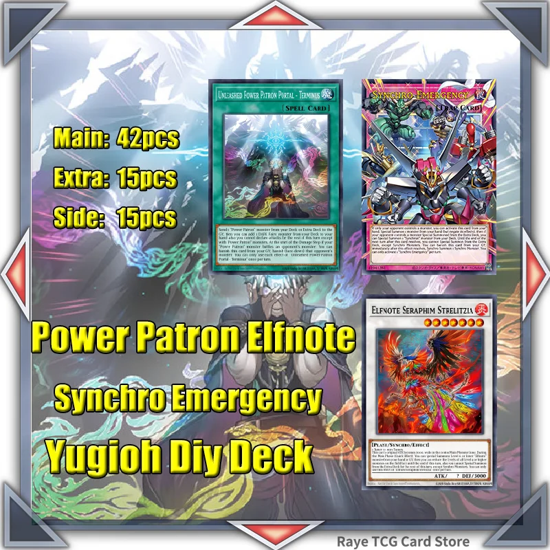 72 cartes Synchro Emergency Power Patron Elfnote Yugioh, jeu de cartes, deck facile à jouer, non original, Master Duel, deck DIY