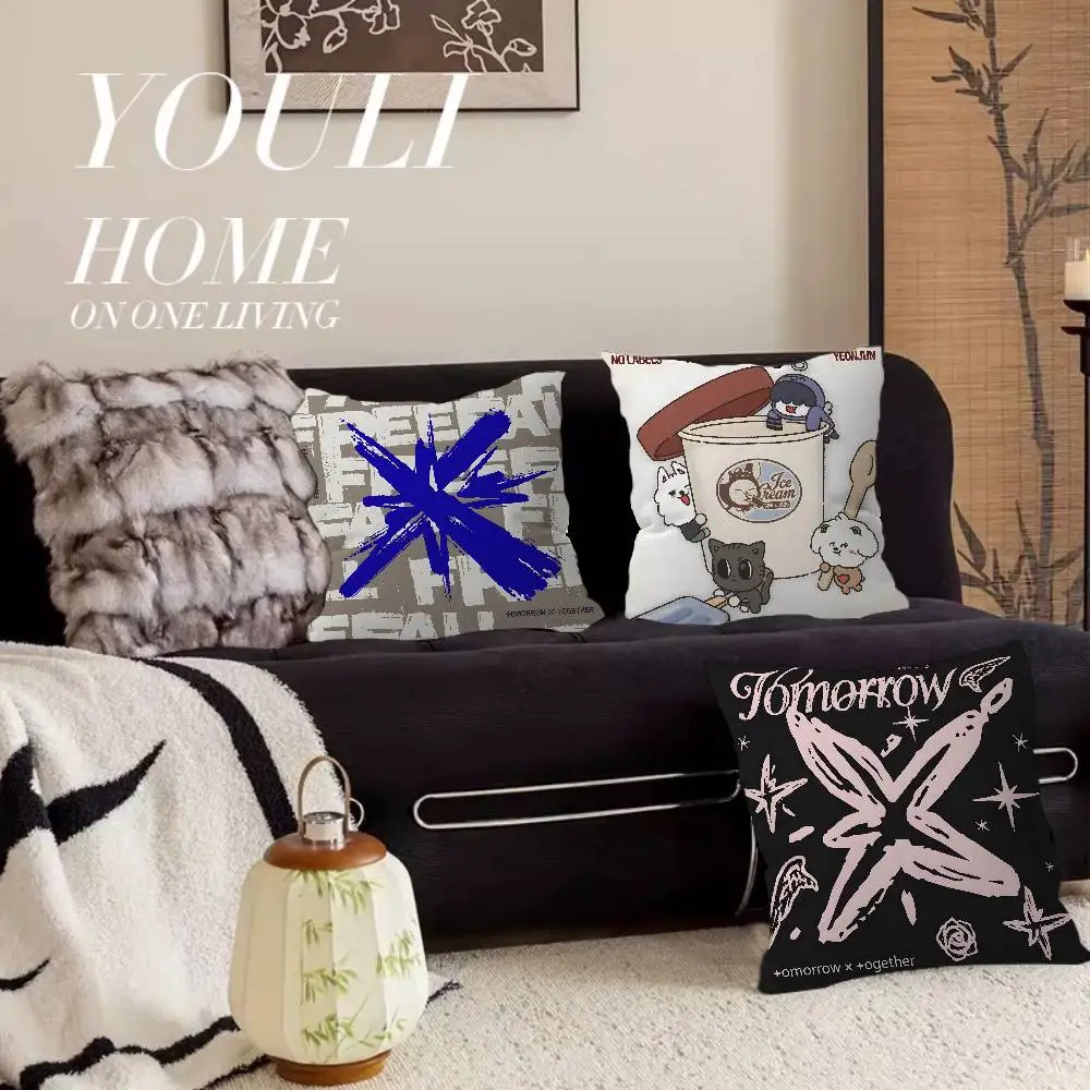 T-TxtS-Idol Office Cushion Pillowcase Car Cushion Cover45X45CM Lumbar Pillowcase Sofa Pillowcover
