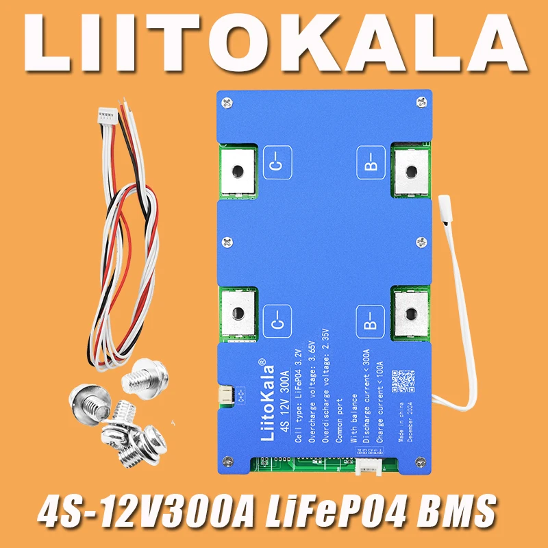 LiitoKala 4S 12V 100A/150A/200A/300A BMS LiFePo4 Lithium Iron Phosphate Battery Protection Circuit Board With Balanced Charging