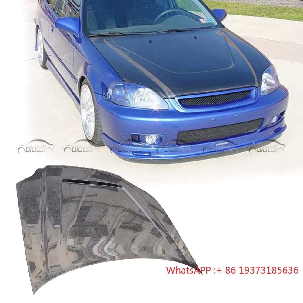 ZERO Style Carbon Engine Hood Cover for Honda Civic EK 6TH Type R Si Bonnet 1998-2000