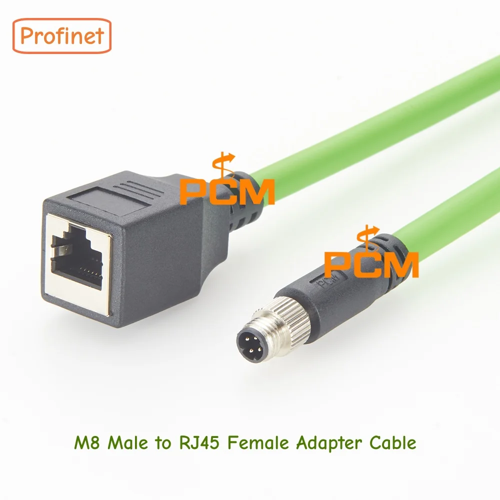 M8 Male to RJ45 Female Adapter Cable Industrial Ethernet Profinet Network Converter Cable for PLC Automation System