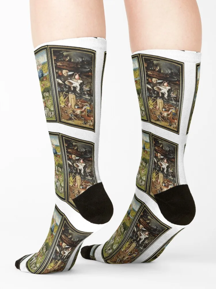 Hieronymus Bosch The Garden of Earthly Delights painting triptych Socks cool summer japanese fashion Socks Women's Men's