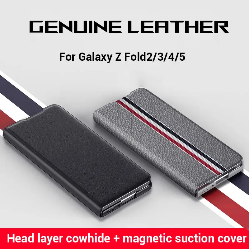 Genuine Leather For Samsung Galaxy Z Fold 5 4 3 2 5G Case Ultra Thin Flip Magnetic Cover For Galaxy Z Fold 5 4 3 2 TB Limited