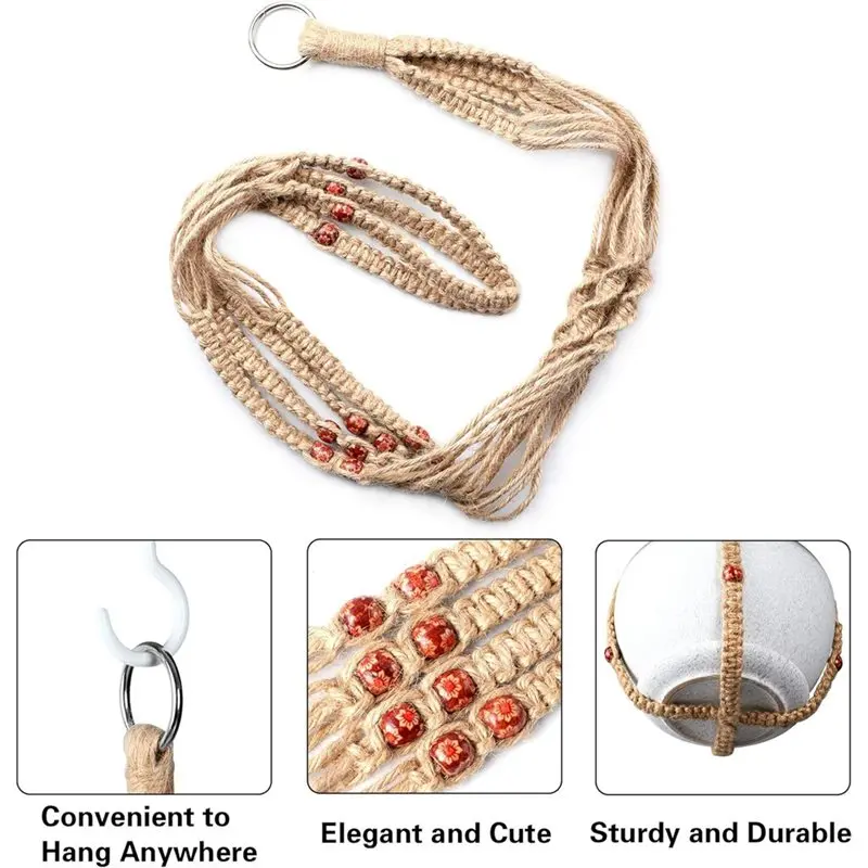 Easy Use Hanger Hanging Plant Holder 2 Pcs With 4 Hooks For Indoor Outdoor Decor Macrame Hanging Planter Baskets