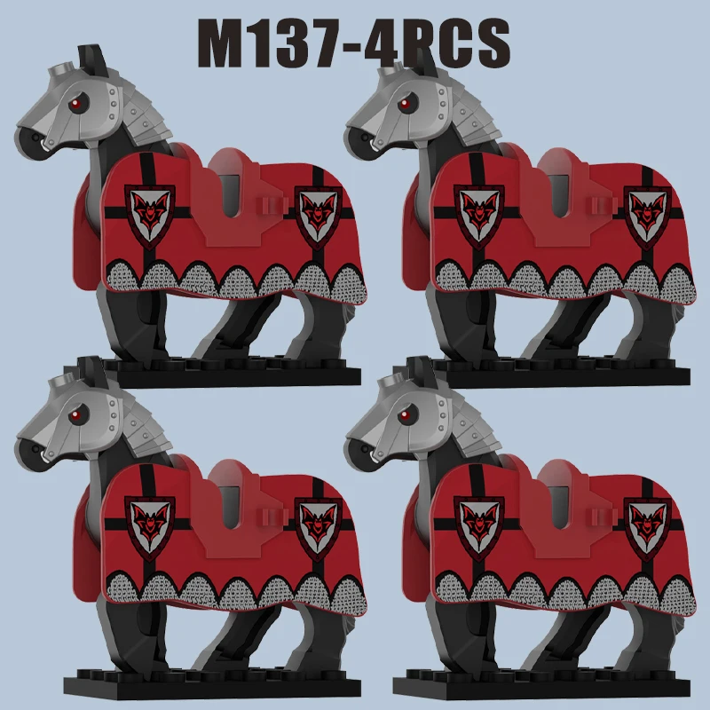 Mittelalterliche Burg Militär Warhorse Serie Bausteine Soldat Figuren Montieren Sattel Ritter Zubehör Wildschwein Ziegel Spielzeug