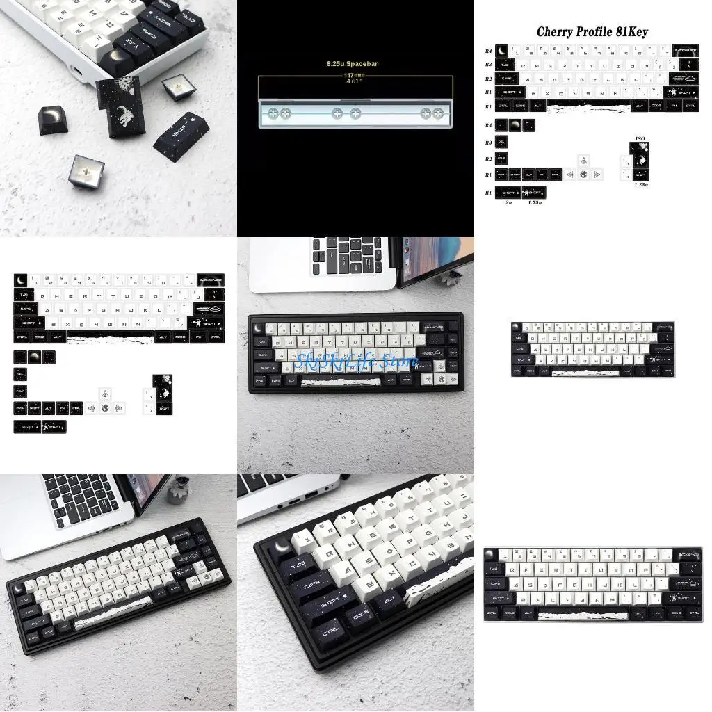 

E65E 81-клавишная клавиатура Тема «Космическое пространство» для 61/64/68 ANSI 60% Раскладка MX-переключатели Механическая