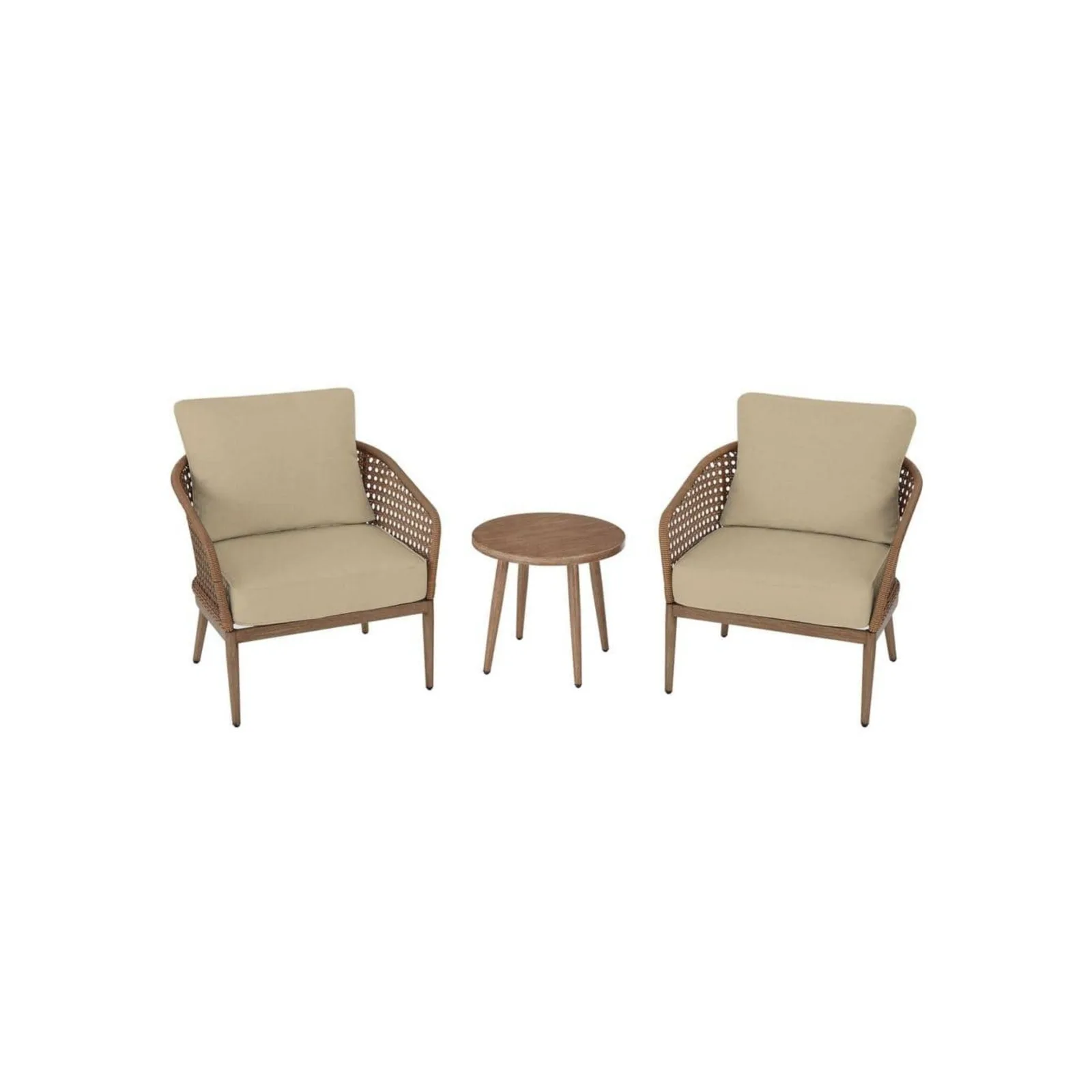 

US 3-Piece Brown Wicker Outdoor Patio Bistro Set with CushionGuard Stone Gray Cushions