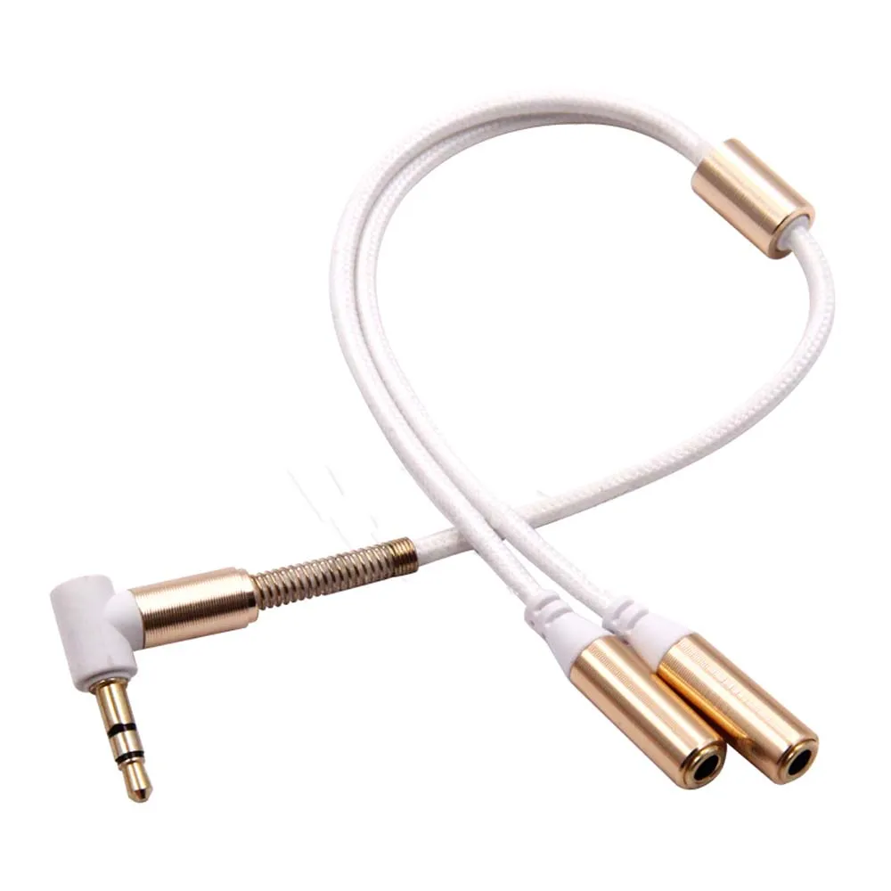 Jack Splitter Audio Connector 1 To 2 Dual Female 3.5mm Audio Cable Headphone Adapter Audio Extension Cables Y Splitter Cable