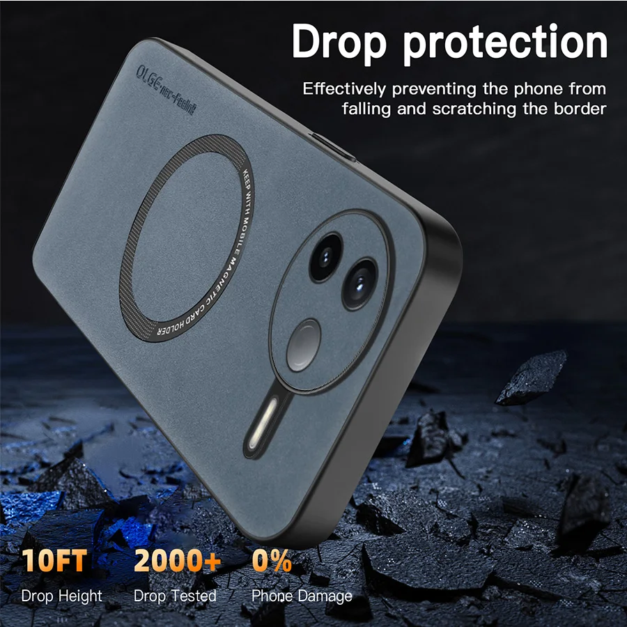 

Магнитный кожаный мягкий чехол в стиле ретро для RedMi K80 Pro K70 K70e K60 Pro K40S, чехол для телефона с беспроводной зарядкой