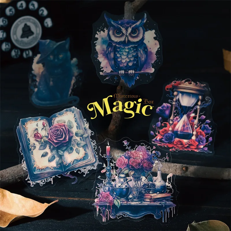 1 Packung/20 Stück Gothic Vintage Journal Bastelmaterial-Set, PET-Aufkleber und Grundpapier für DIY-Erinnerungsalbum-Dekoration