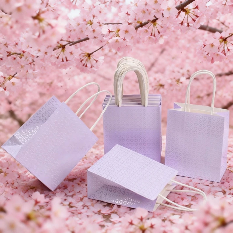 Kleine Lila Kraftpapiertüten mit Herzchen - Hochzeitsgeschenk, Valentinstag, Geburtstag, Jubiläum Geschenktüten