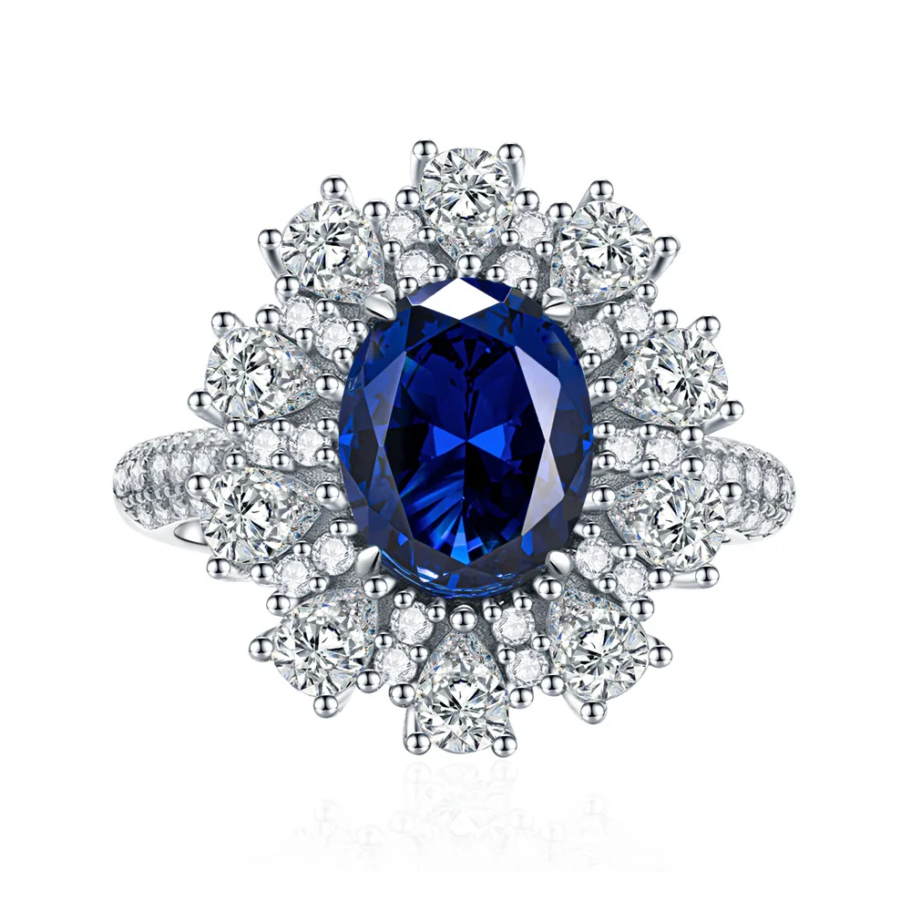 

Hot Sale Europe US Woman 3ct Blue Zircon Diamond S925 Sterling Silver Ring
