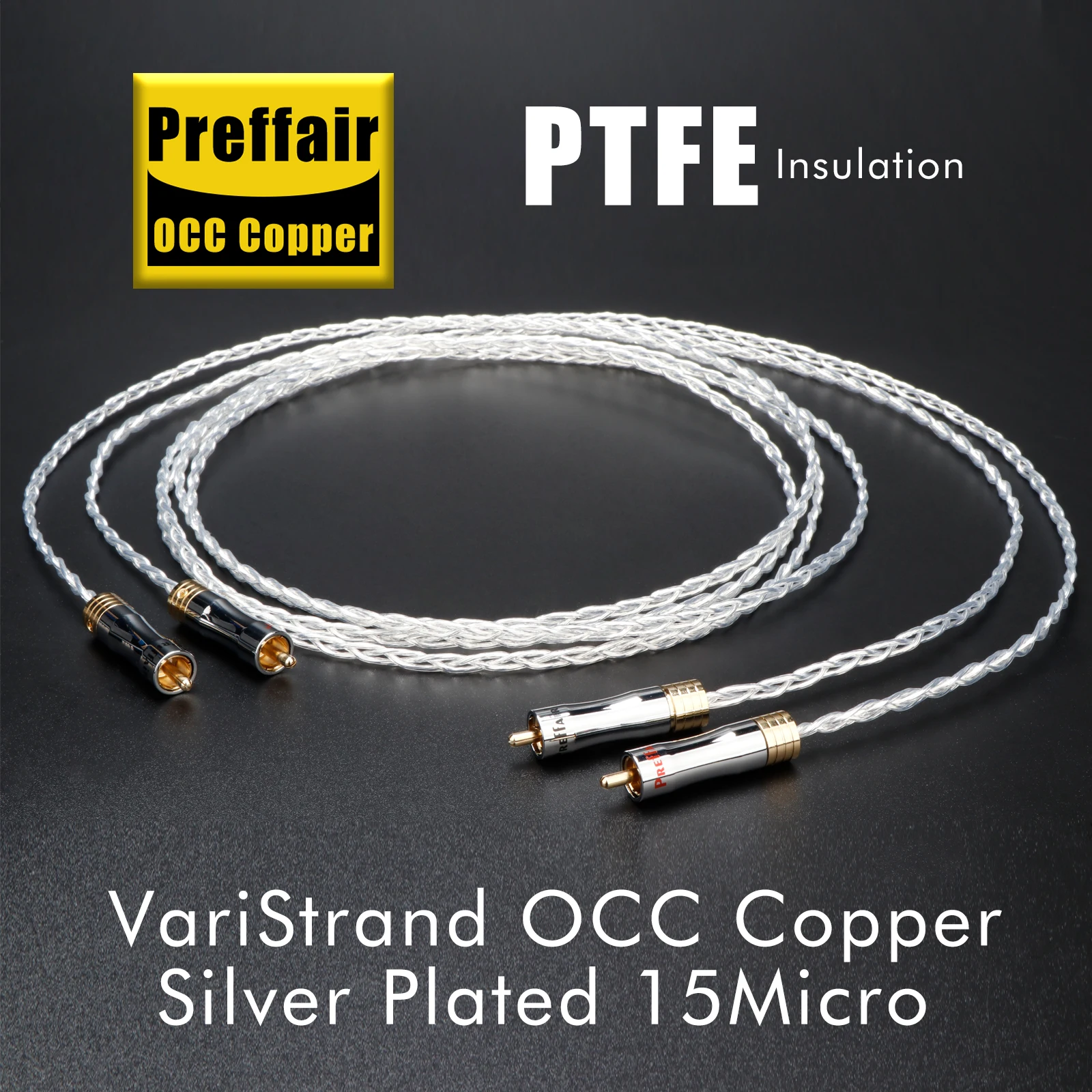 

Preffair 3Ag OCC Copper Silver Plated RCA to RCA Audio Cable Analog Interconnects Video Wire