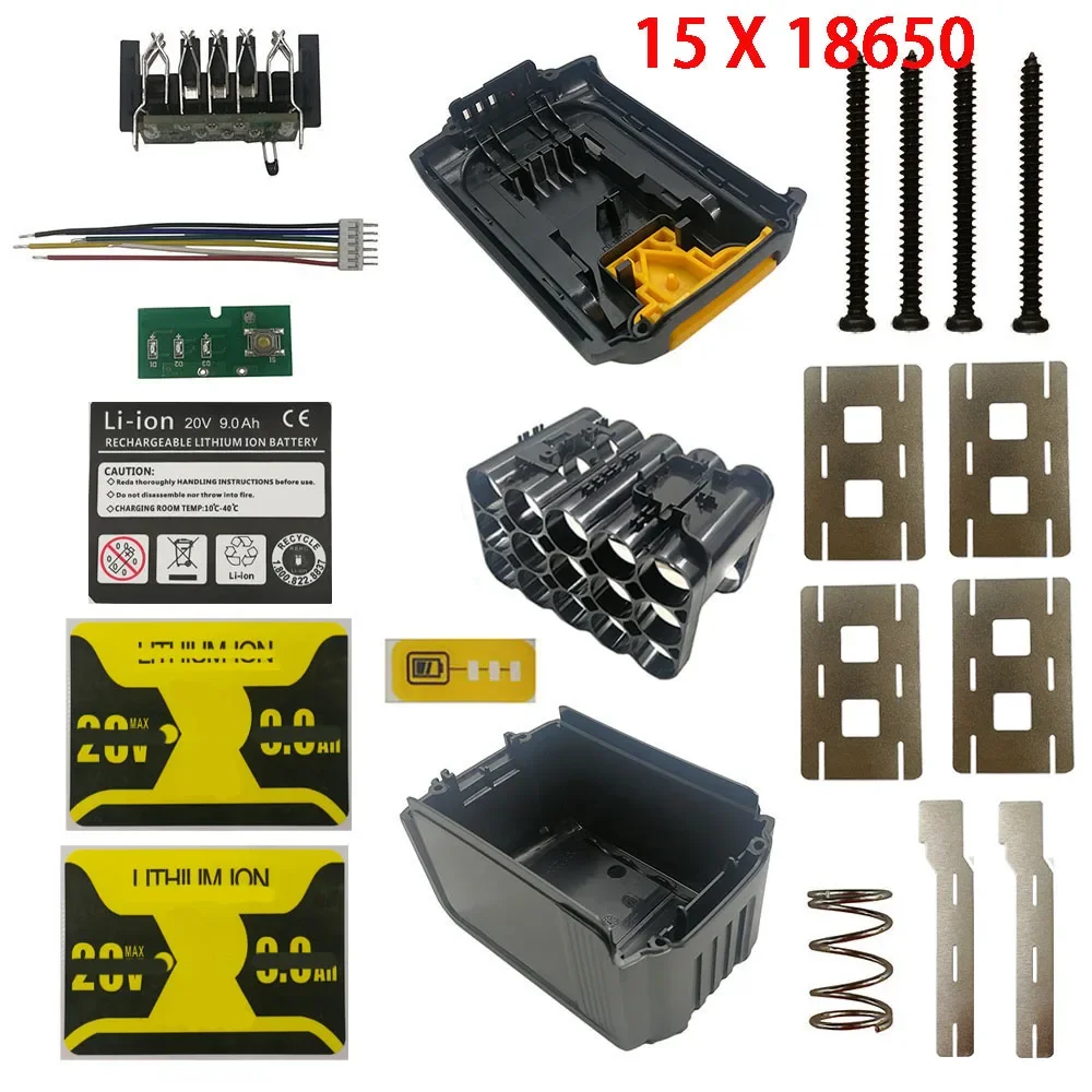 DCB200 Li-ion Battery 15*18650 Plastic Case PCB Charging Protection Circuit Board Box Housing For DeWalt 18V 20V DCB203 DCB204