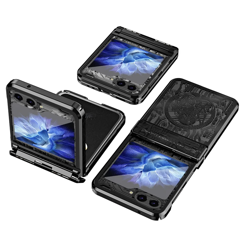 Machine Legend Plating Case For Samsung Galaxy Z Flip 6 5G ZFlip6 Flip6 Protection Folding Shockproof Hard Plastic Phone Cover