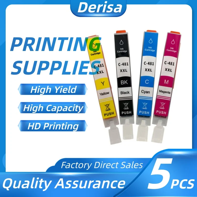 

1Set/5pcs pgi480 cli481 Ink Cartridge for Canon TS6140 TR7540 TR8540 TS704 TS6340 TS8140 TS9140 TS8340 PGI-480 CLI-481