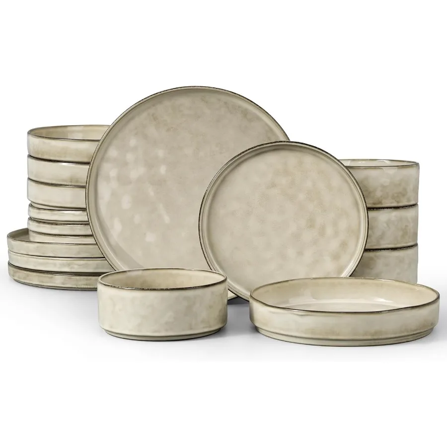 

Dinnerware with Pasta Bowls Set for 4 16 Piece Stoneware Dish Ding Ware Dinner Tableware Sets Includes Dinner Salad Plates Cere