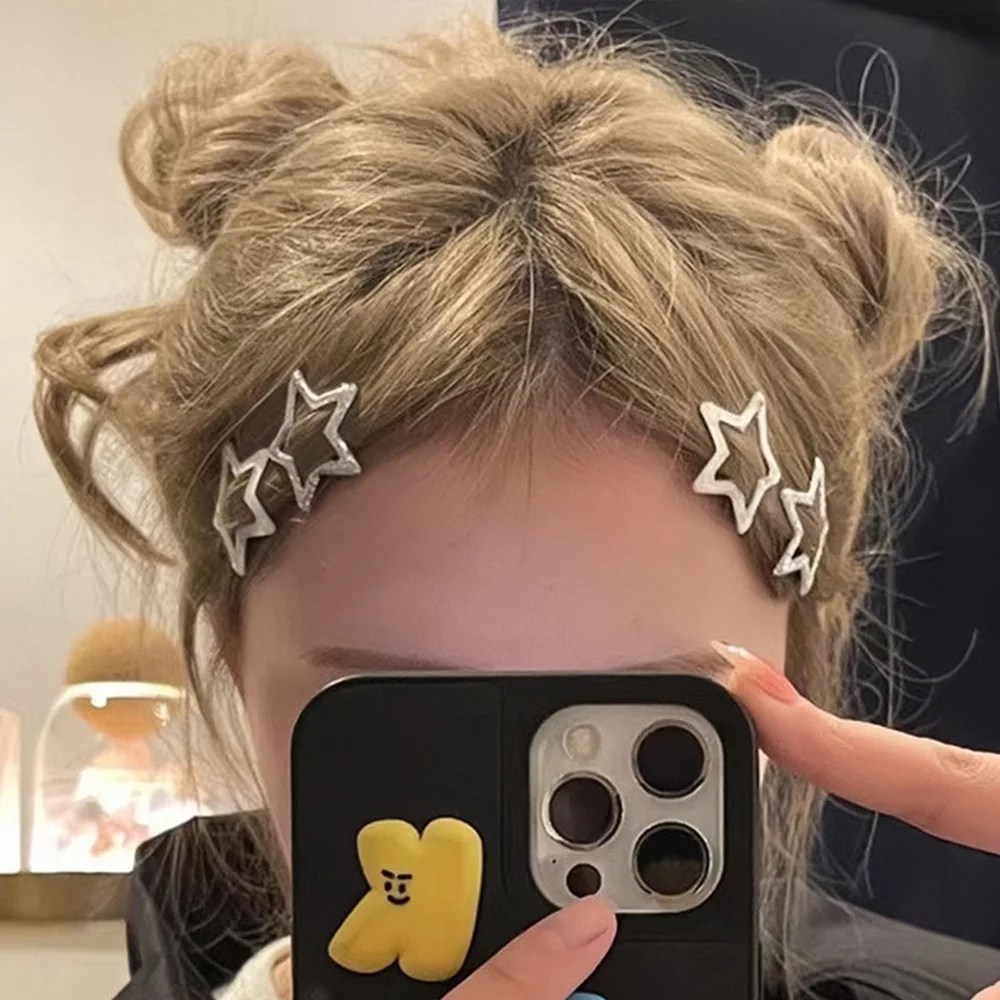 Épingles à cheveux étoiles en argent Y2K, pinces à cheveux en métal argenté pour enfants, barrettes à poignée latérale pour filles, pinces à cheveux dorées, Filig123, 10 pièces