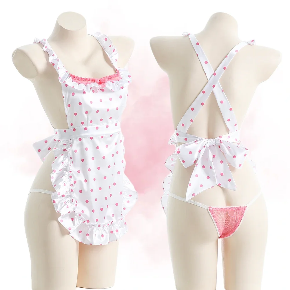 

Brand New Cosplay Uniform Cute Maid Costume All Seasons Home Use Hotel Use Medium Stretch Sleepwear Sleeveless