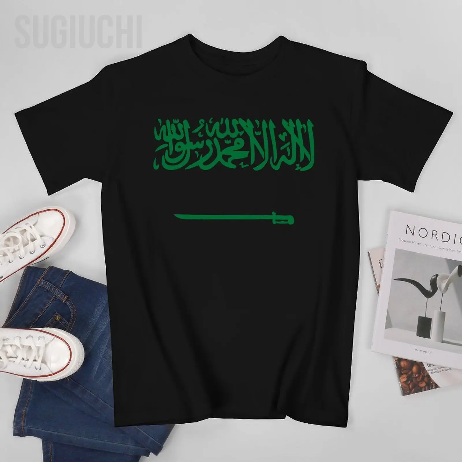 Saudi Arabia Flag Men T-Shirt Tshirt Tees O-neck T Shirts Women Boys 100% Cotton Unisex Nation