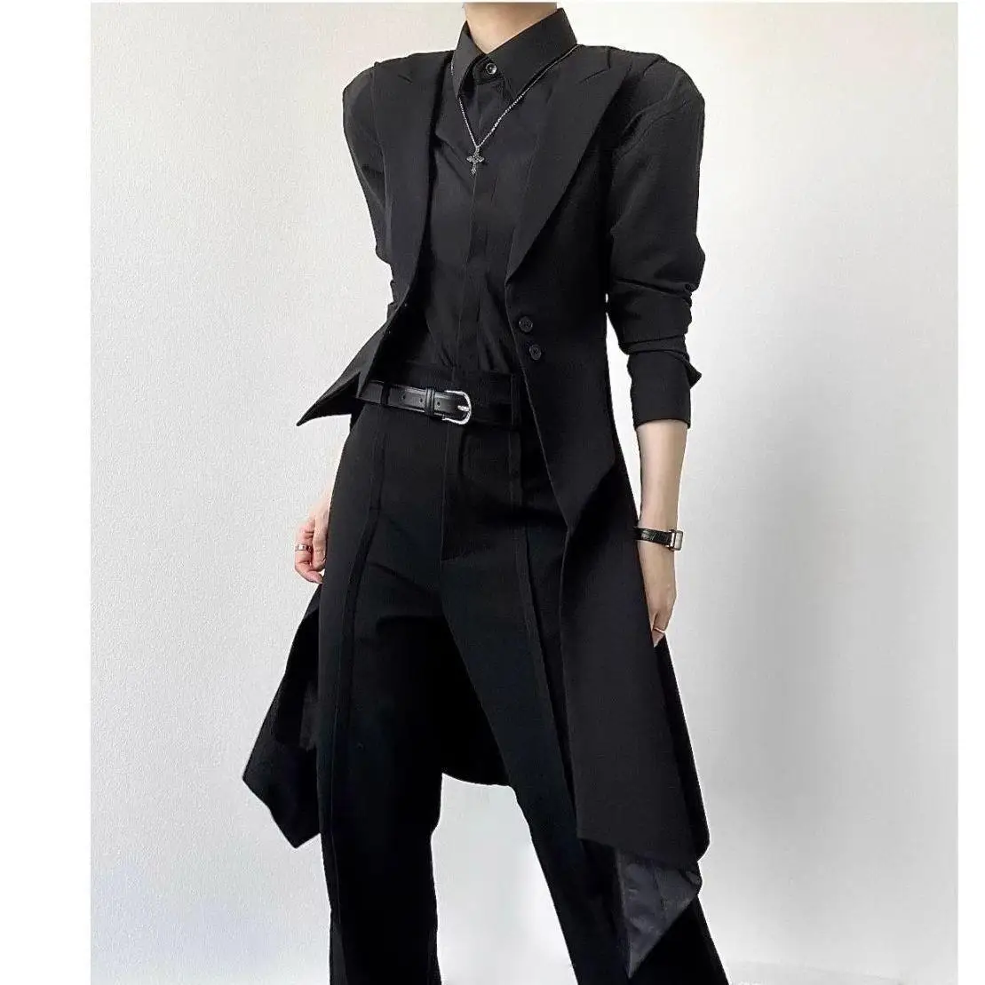 Conjunto de Traje Negro a Medida para Hombre y Mujer, Primavera-Otoño, Estilo Elegante, Chaqueta Entallada, Chaleco de Traje ...
