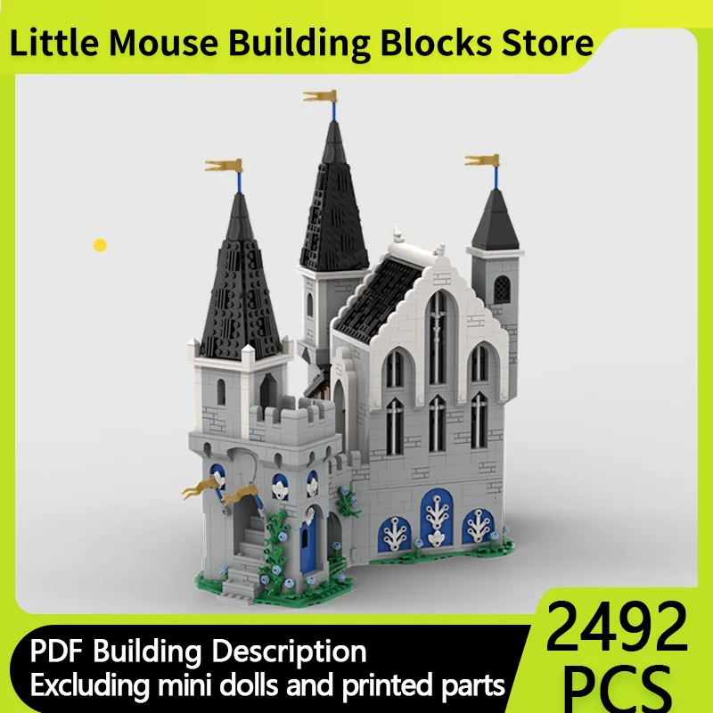 

Medieval Castle Model MOC Building Bricks White Rock Castle Modular Technology Gifts Holiday Assemble Children Toys Suit