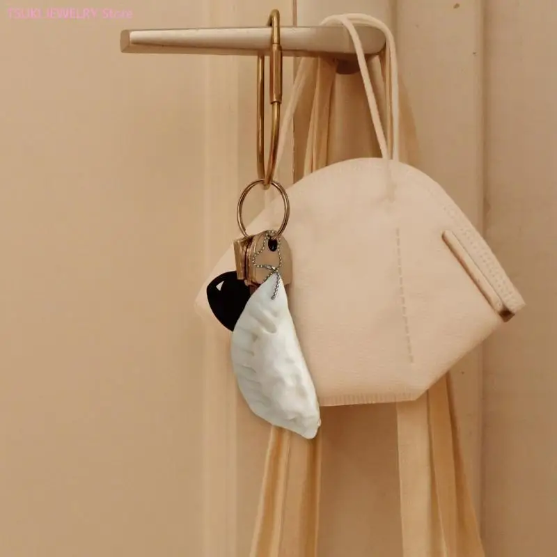 62KE Realistic Dumpling Stress Relief Squeeze Toy Keychain Pendant Bag Ornament