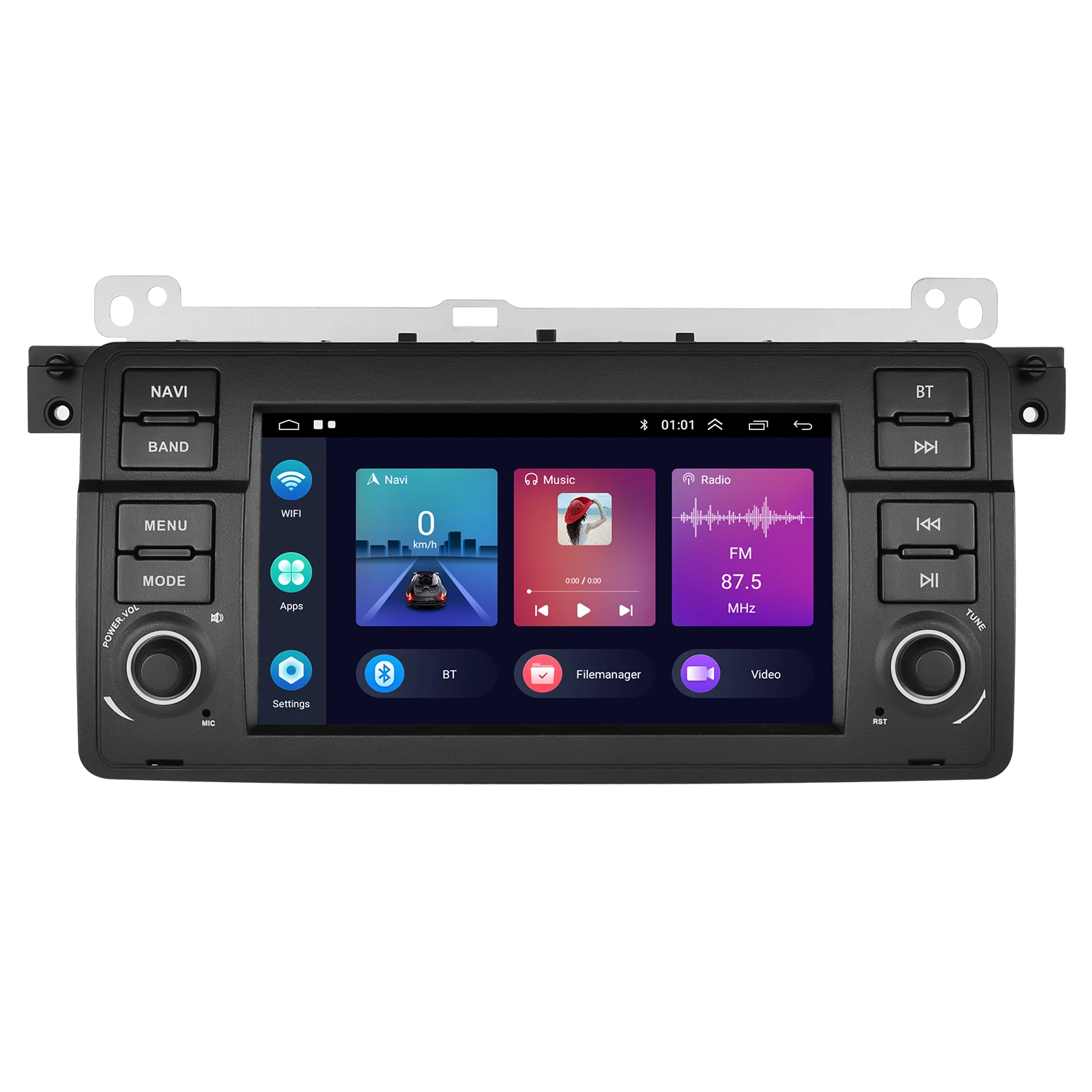 Podofo 7-Zoll 2Din Autoradio mit Carplay, Android Auto, Intelligentes System, MirrorLink, GPS-Navigation, FM, BT für BMW E46
