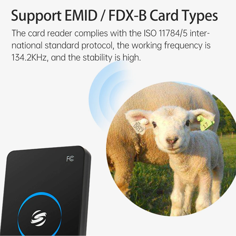 134.2Khz Reader RFID Tag ID Card Reader for EMID/FDX-B Card Type USB Port Suitable for Fish Automatic Feeding Equipment